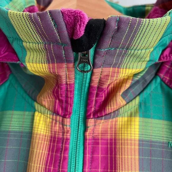 The North Face Women Jacket Size Large Colorblock Hooded Plaid Outdoor Y2K Core - Picture 4 of 16